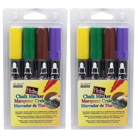 MARVY UCHIDA Fine Tip Chalk Markers, Set 4M, 4 Metallic Colors Per Pack, 8PK 4804D
